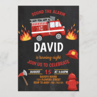 Fireman Boy Chalkboard Firetruck Birthday