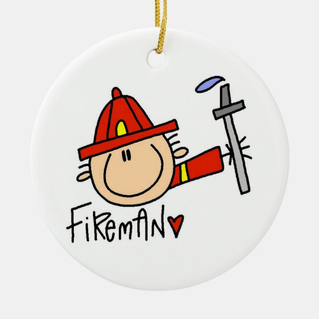 Fireman Ceramic Ornament (Front)