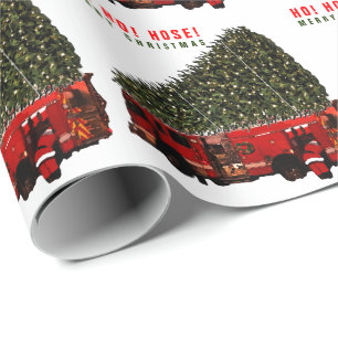 Fireman Christmas Holiday Gift Wrapping Paper
