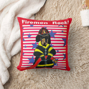 FIREMAN DACHSHUND  THROW PILLOW