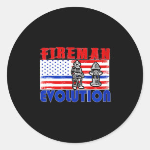 Fireman Evolution Fireman Gift Proud Firefighter Q Classic Round Sticker