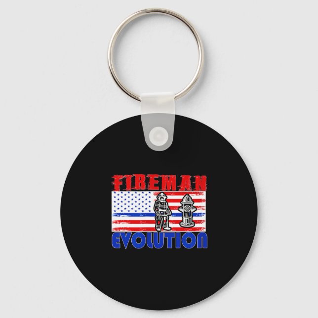 Fireman Evolution Fireman Gift Proud Firefighter Q Keychain (Front)