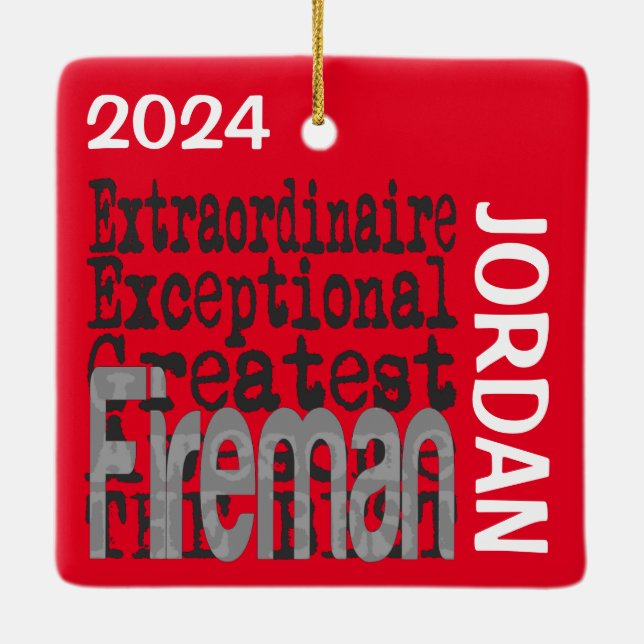 Fireman Extraordinaire CUSTOM Ceramic Ornament (Back)