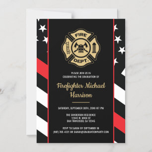 Fireman Fire Academy  Firefighter Graduation Party Magnetic Invitation