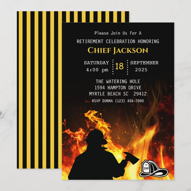Fireman/Fire Chief Retirement Invitation (Front/Back)