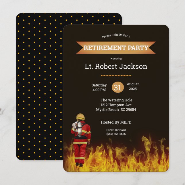 Fireman/Fire Chief Retirement Invitation (Front/Back)