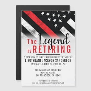 Fireman Fire Department Firefighter Retirement Magnetic Invitation