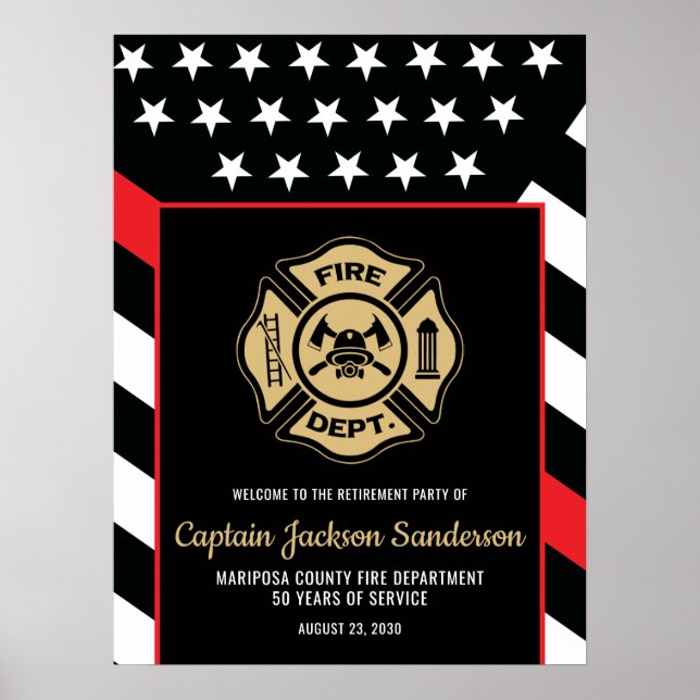 Fireman Fire Department Firefighter Retirement Poster (Front)