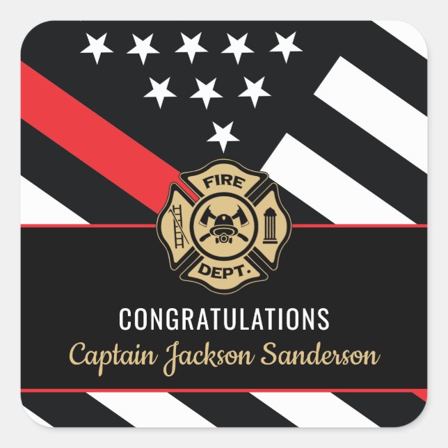 Fireman Fire Department Firefighter Retirement Square Sticker (Front)