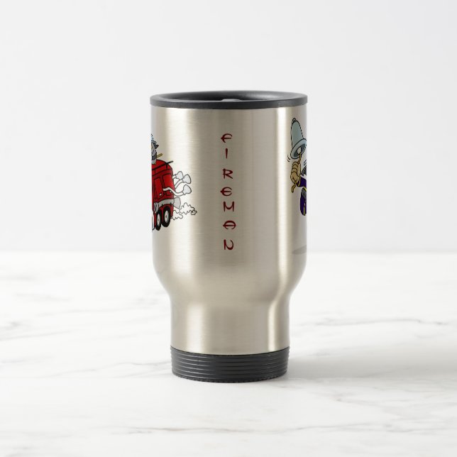Fireman Fire Engine Fire Bell Red Blue Gift Travel Mug (Center)