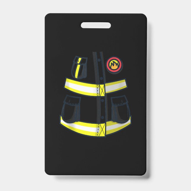 Fireman Firefighter Costume Halloween Badge (Front)