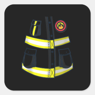 Fireman Firefighter Costume Halloween Square Sticker