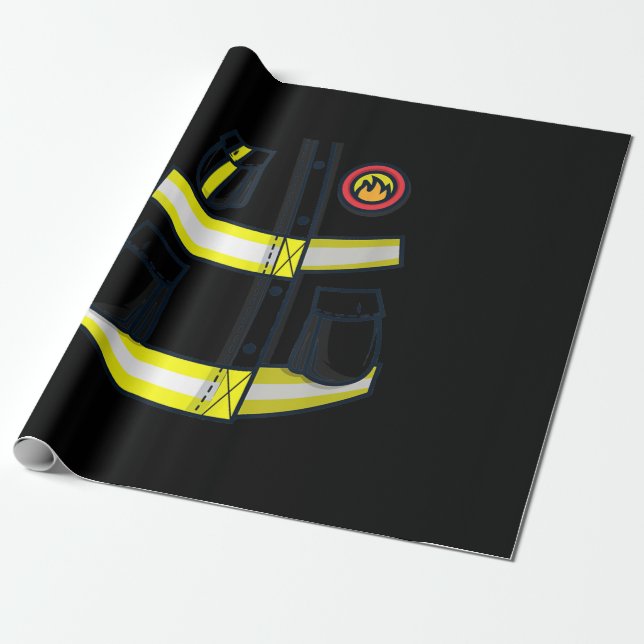 Fireman Firefighter Costume Halloween Wrapping Paper (Unrolled)
