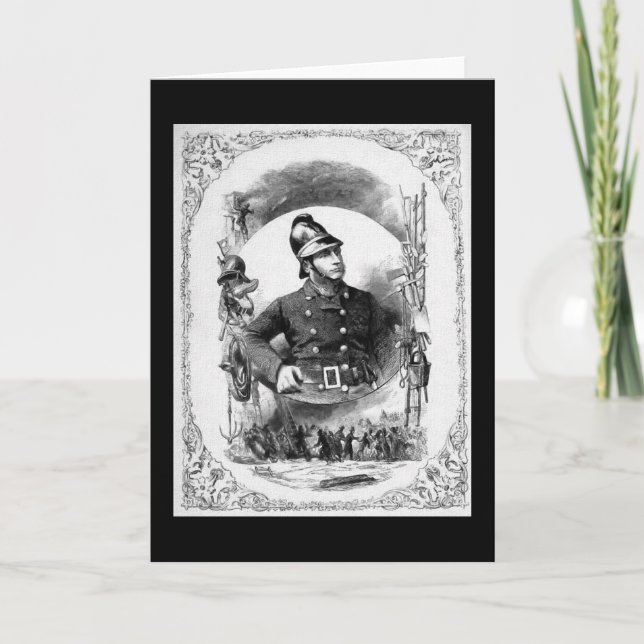 "Fireman/Firefighter" Vintage Illustration. Card (Front)
