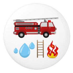 Fireman Firetruck Fire Truck Kids Boys Ceramic Knob