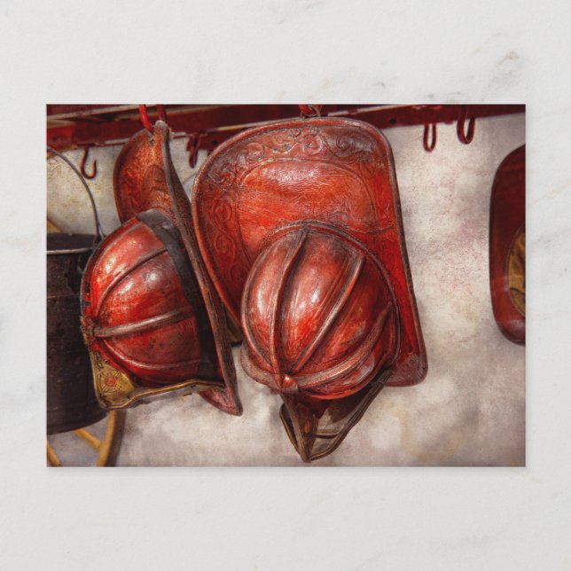 Fireman - Hat - Old fashioned fire hats Postcard (Front)