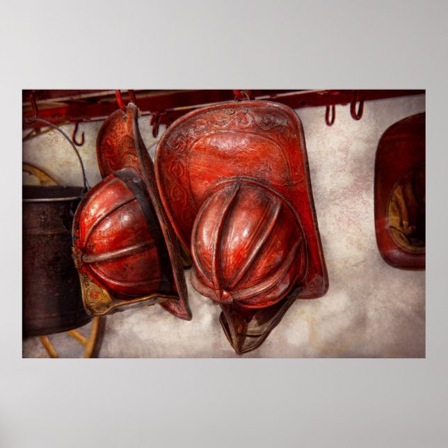 Fireman - Hat - Old fashioned fire hats Poster (Front)