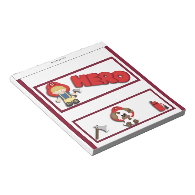 Fireman Hero Kids Candy Bar Wrapper Party Favour Notepad (Angled)