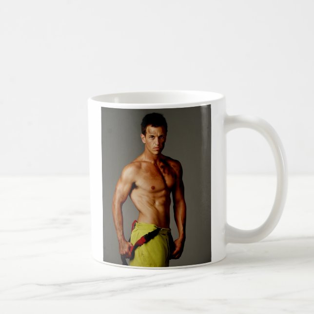 fireman modelling coffee mug (Right)
