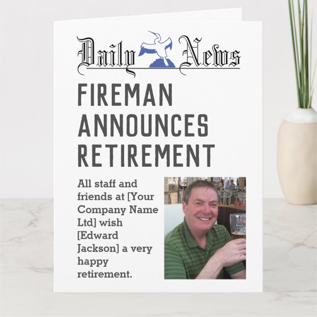 Fireman Retirement Card to Personalize (Front)