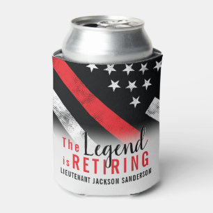 Fireman Retirement Red Line Flag Firefighter Can Cooler