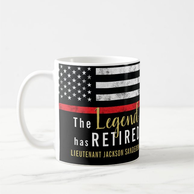 Fireman Retirement Red Line Flag Firefighter Coffee Mug (Left)