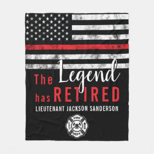 Fireman Retirement Red Line Flag Firefighter Fleece Blanket