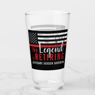 Fireman Retirement Red Line Flag Firefighter Glass