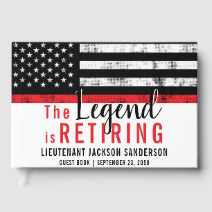 Fireman Retirement Red Line Flag Firefighter Guest Book