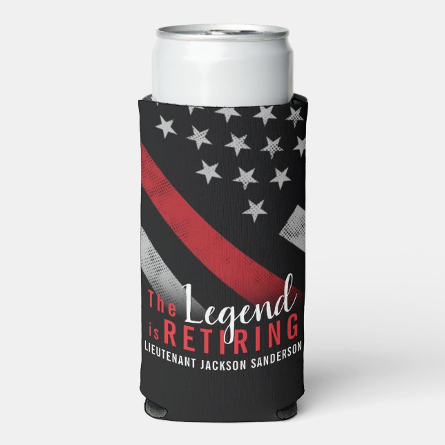 Fireman Retirement Red Line Flag Firefighter Seltzer Can Cooler (Seltzer Front)