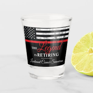Fireman Retirement Red Line Flag Firefighter Shot Glass