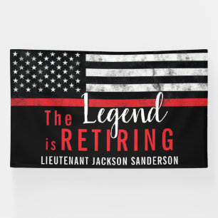 Fireman Retirement Thin Red Line Firefighter Banner
