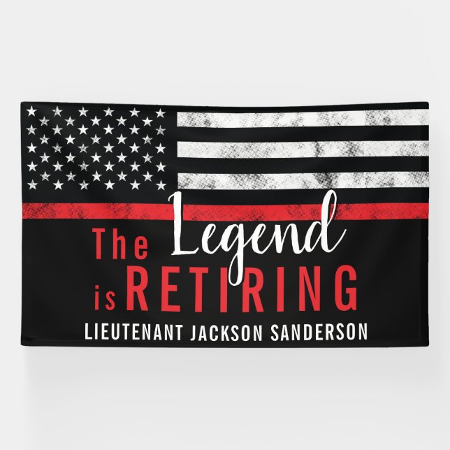Fireman Retirement Thin Red Line Firefighter Banner (Horizontal)