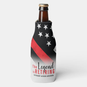 Fireman Retirement Thin Red Line Flag Firefighter Bottle Cooler