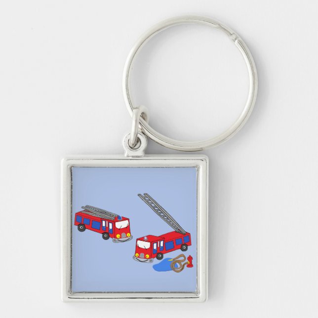 Fireman’s Red Fire Trucks Keychain (Front)