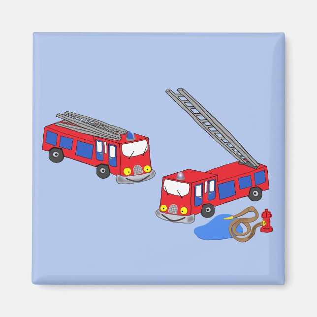 Fireman’s Red Fire Trucks Magnet (Front)
