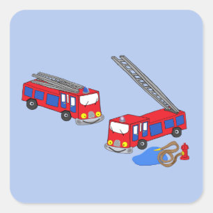 Fireman’s Red Fire Trucks Square Sticker
