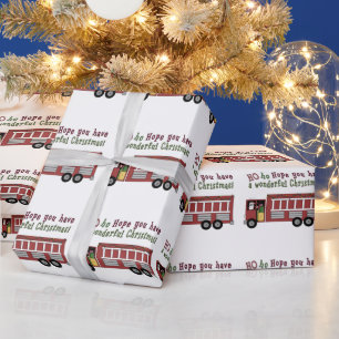 Fireman Santa Holiday wrapping paper