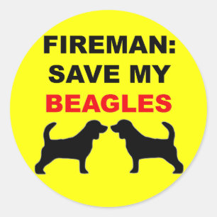 Fireman Save My Beagles Classic Round Sticker