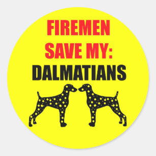 Fireman Save My Dalmatians Classic Round Sticker