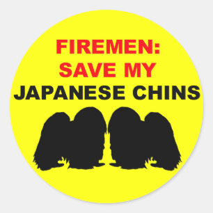 Fireman Save My Japanese Chins Classic Round Sticker