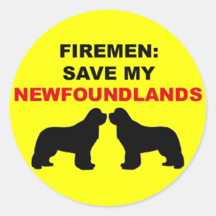 Fireman Save My Newfoundlands Classic Round Sticker