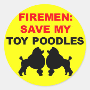 Fireman Save My Toy Poodles Classic Round Sticker
