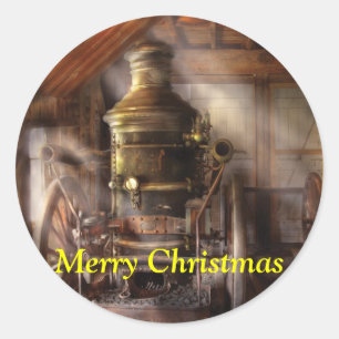 Fireman - Steam Powered Water Pump Classic Round Sticker