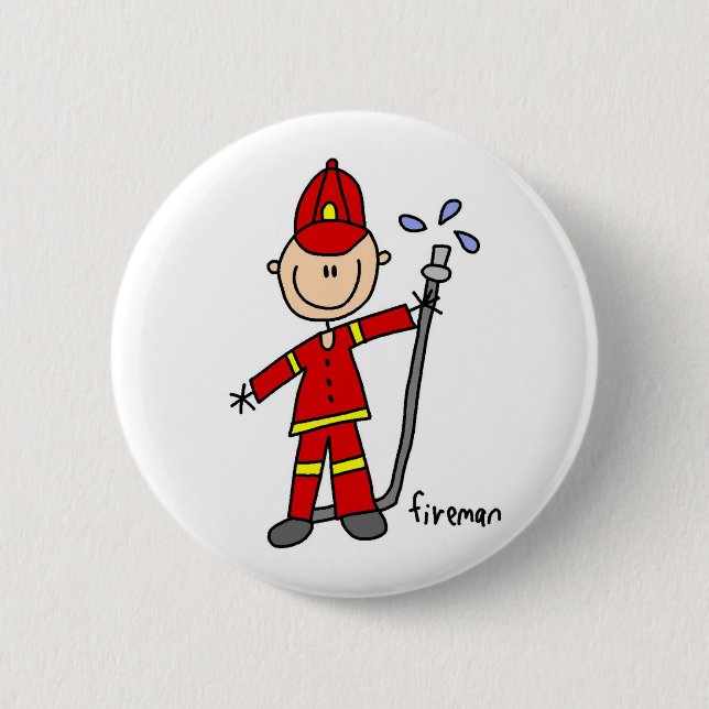 Fireman Stick Figure 2 Inch Round Button (Front)