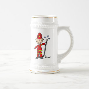Fireman Stick Figure Beer Stein