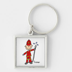 Fireman Stick Figure Keychain
