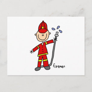 Fireman Stick Figure Postcard