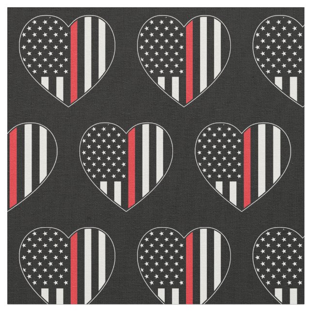 Fireman Thin Red Line American Flag Firefighter Fabric (Close Up)