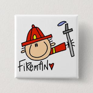 Fireman Tshirts and Gifts 2 Inch Square Button